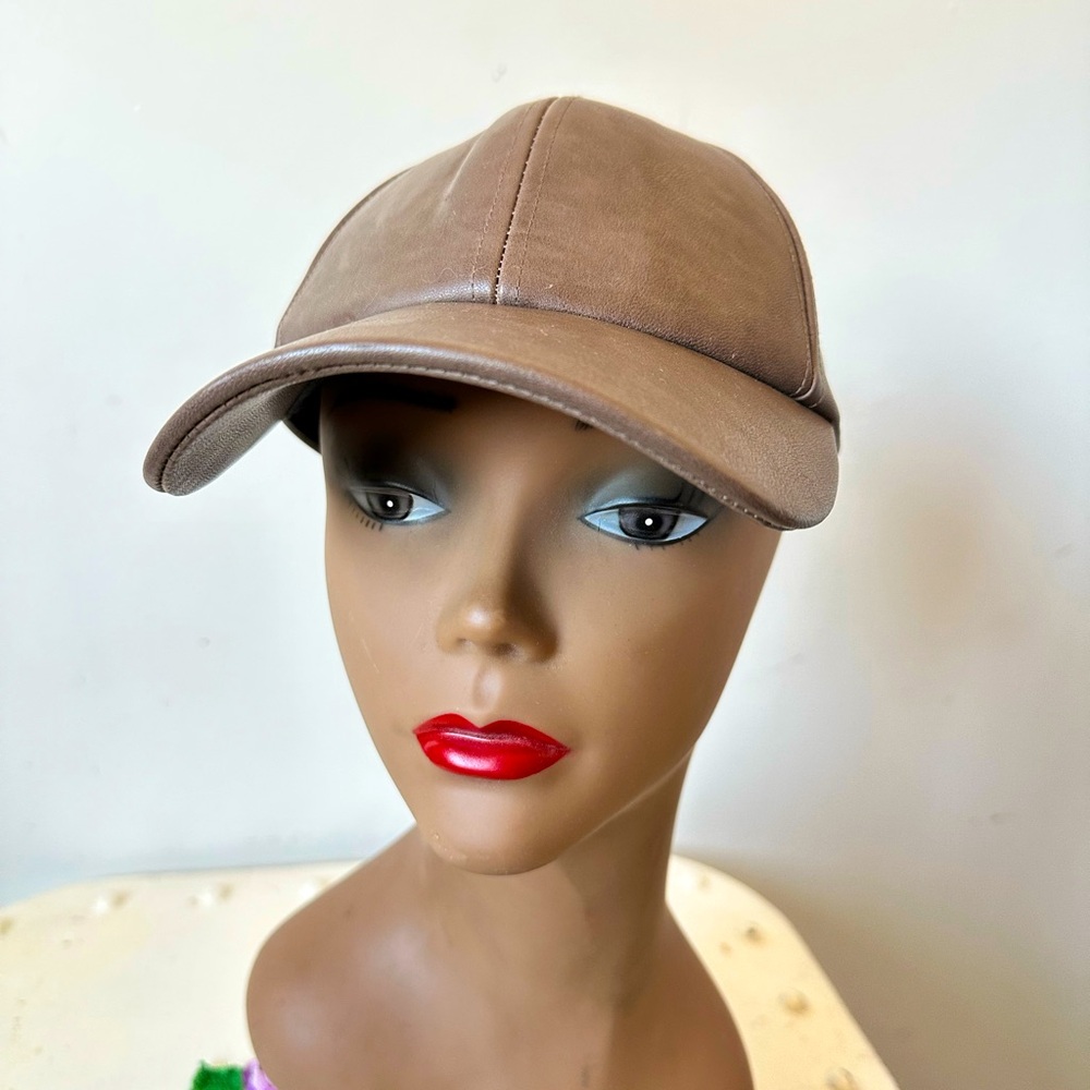 Aritzia Wilfred Free Brown Leather Look Baseball Hat Cap OS